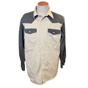 Carhartt Ironwood Twill Pearl Snap Button Up Work Shirt Mens XL Tall Khaki Moss